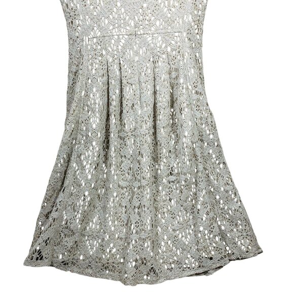 party dress  sz 4 dress beige lace /crochet sleeveless fit & flare  DB - Picture 10 of 14